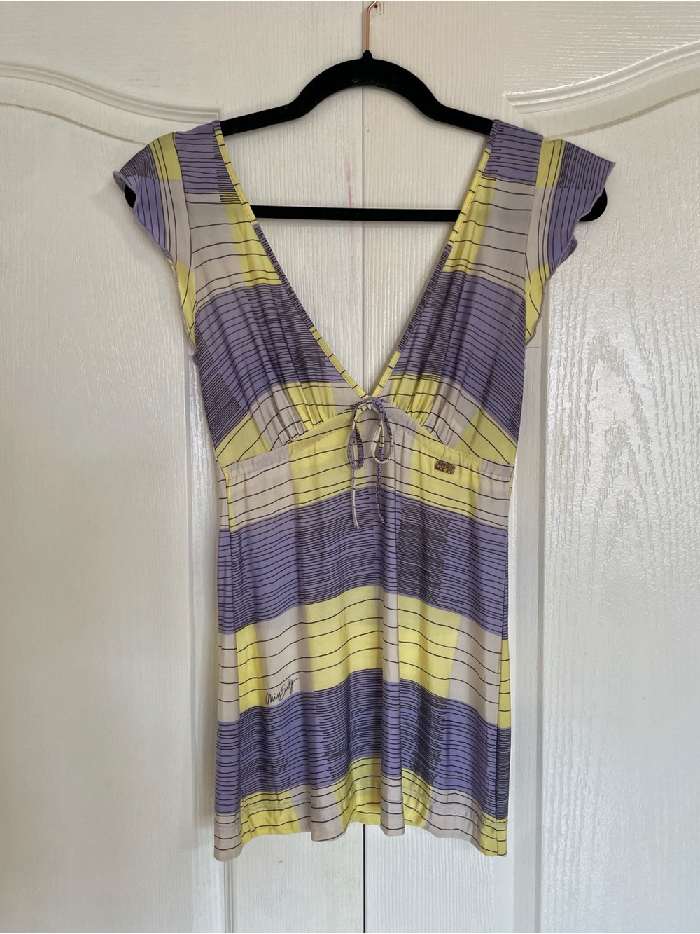 Iconic vintage Miss Sixty Y2K Plaid Cap Sleeve V-Neck Top XS Made in Italy